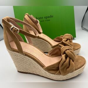 Kate Spade New York Tianna Suede Wedge Bow Espadrille Heels Size 6.5B NEW W/BOX